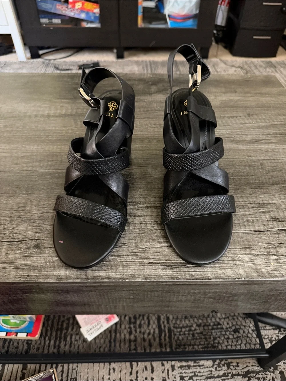 Tory Burch Black Strappy Leather Heeled Sandals